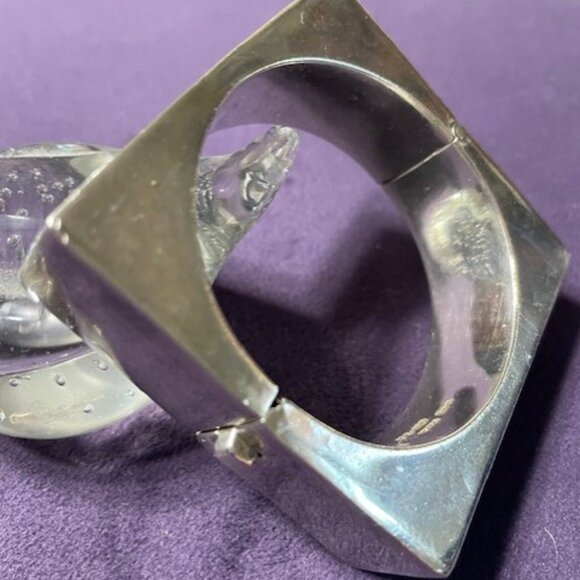 STERLING SILVER UNIQUE SQAURE DESIGN BRACELET - Picture 4 of 6